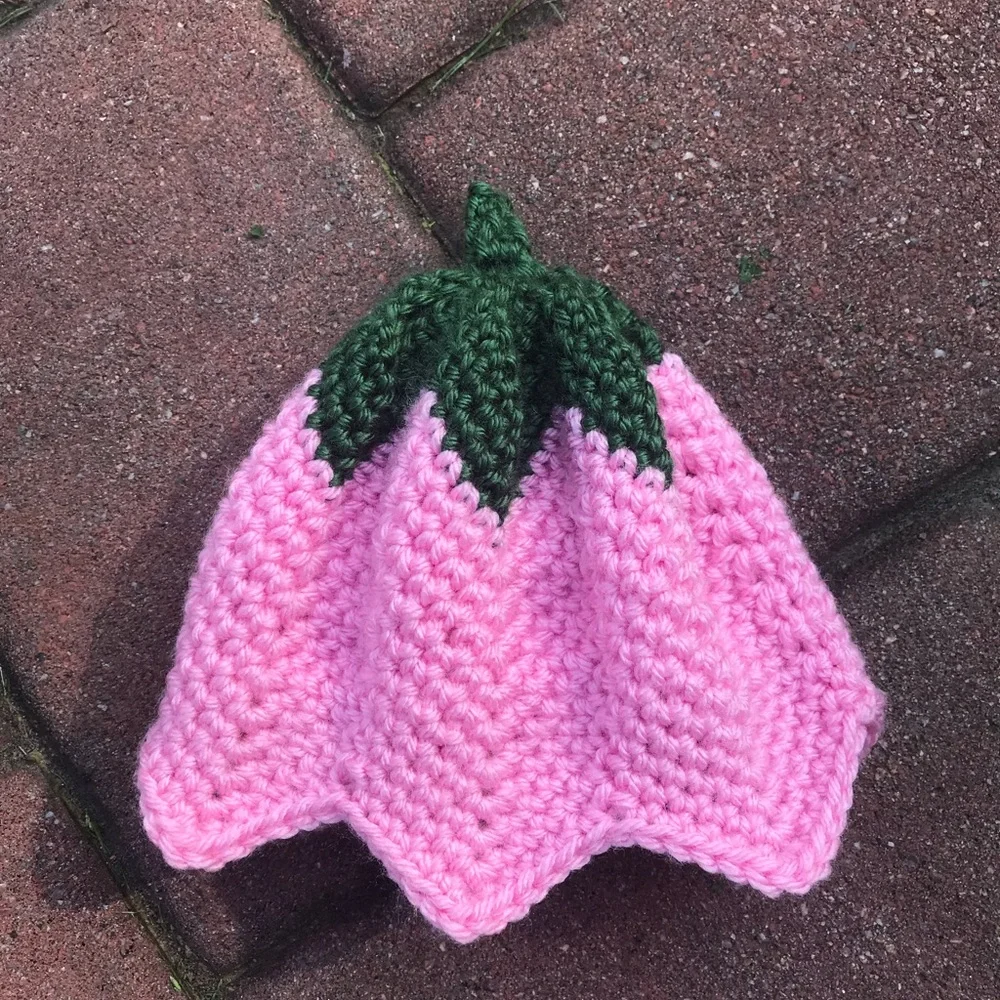 Handcrafted Pink Tulip Flower Baby Hat crochet